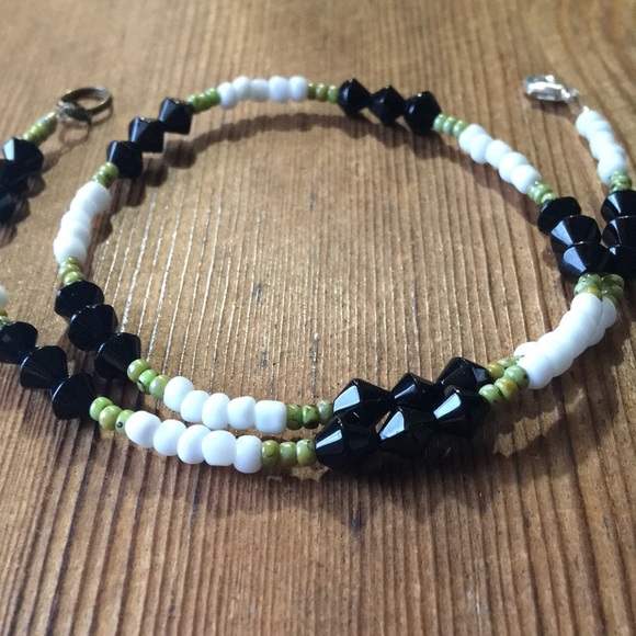 Men’s Black and White Beaded Necklace / Handmade Men's Necklace - Picture 1 of 7